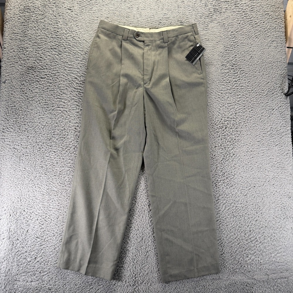 Geoffrey Beene Pant Mens 34x30 Gray Polyester Dress Straight Pleated Business